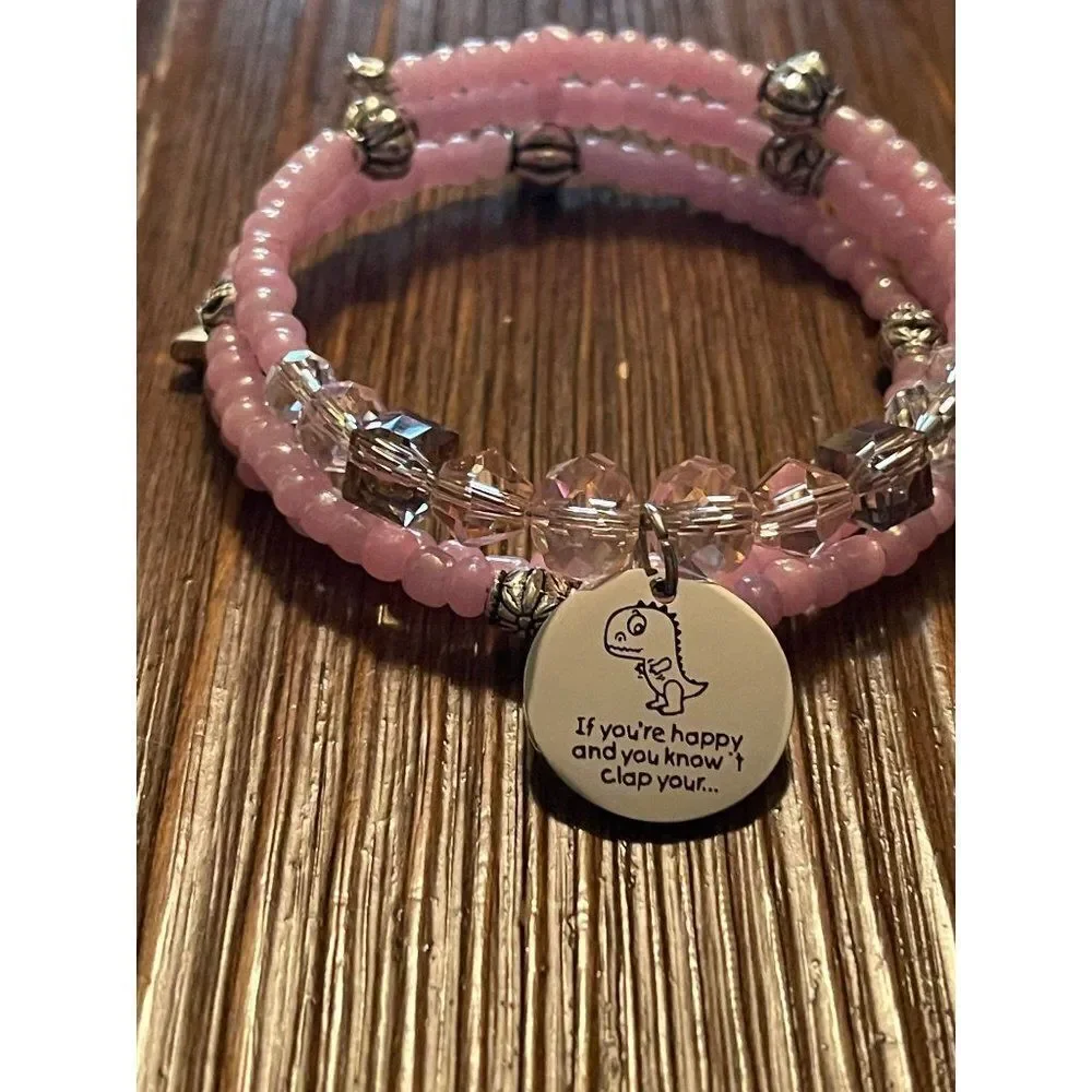 Hand Crafted pink beaded